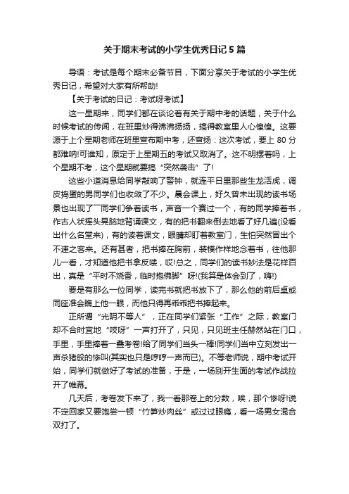 关于期末考试的小学生优秀日记5篇