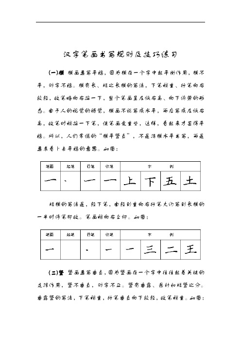 汉字笔画书写规则与技巧练习(28种基本笔画)