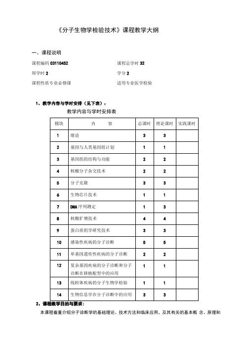 分子生物学检验技术课程教学大纲