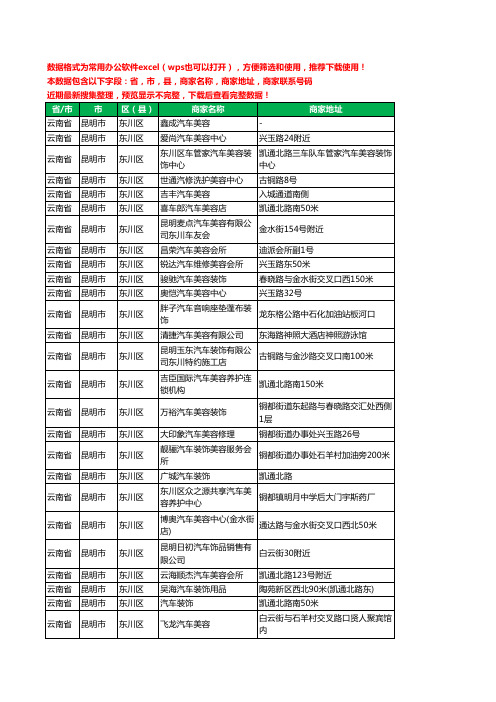 2020新版云南省昆明市东川区汽车装具工商企业公司商家名录名单联系电话号码地址大全33家