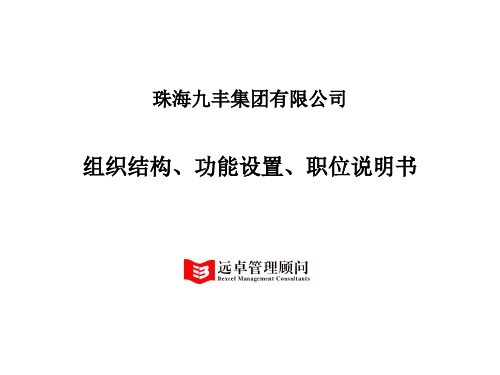 某公司组织结构、功能设置、职位说明书(ppt56页)(远卓咨询)