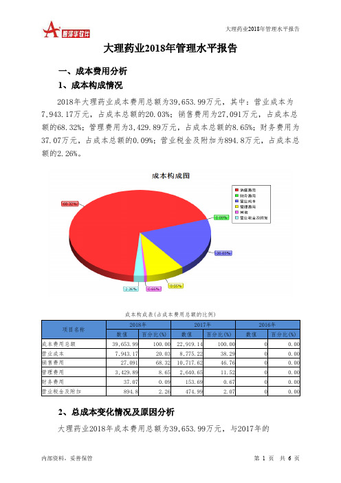 大理药业2018年管理水平报告-智泽华