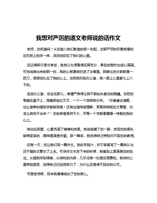 我想对严厉的语文老师说的话作文