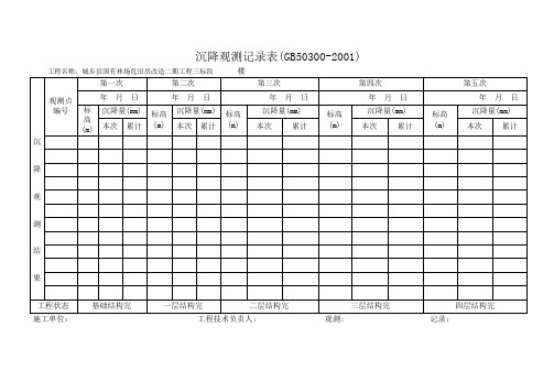 沉降观测记录表