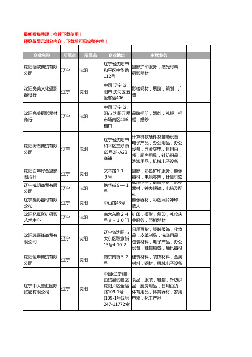 新版辽宁省沈阳摄影器材工商企业公司商家名录名单联系方式大全106家