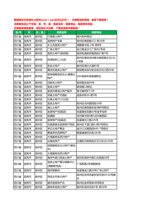 2020新版四川省宜宾市叙州区土特产工商企业公司商家名录名单黄页联系电话号码地址大全47家