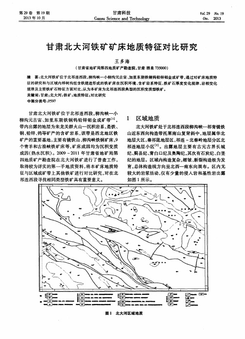 甘肃北大河铁矿矿床地质特征对比研究