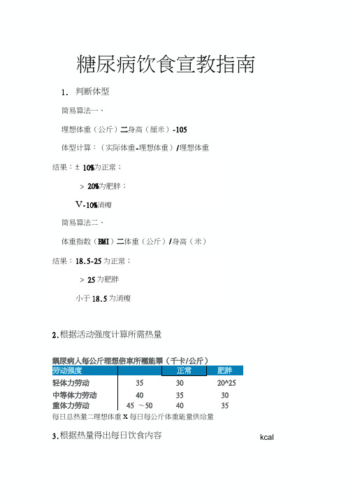 糖尿病患者热量计算方法