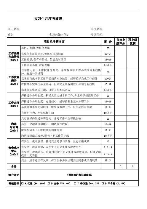 实习生考核表