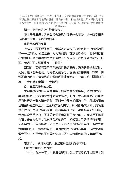 小升初语文必备满分作文3篇