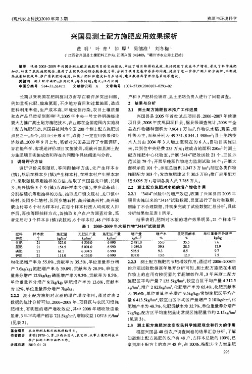 兴国县测土配方施肥应用效果探析