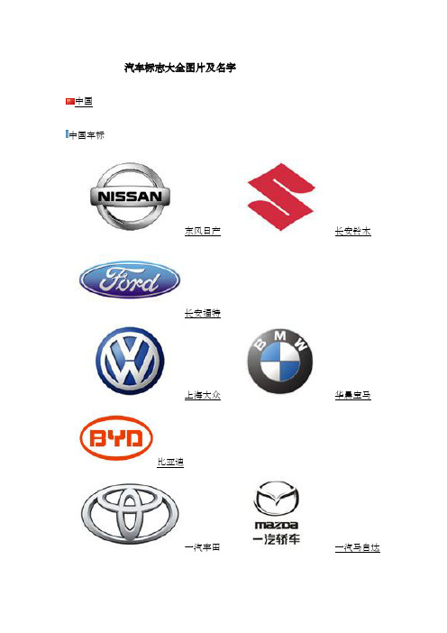 汽车：标志大全图片及名字