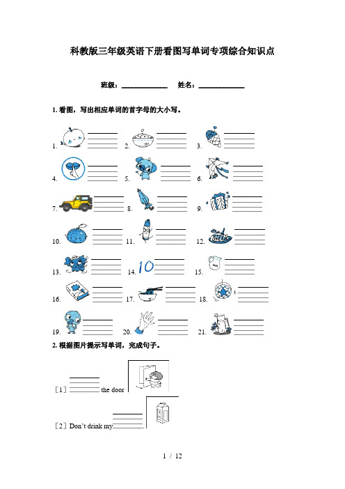 科教版三年级英语下册看图写单词专项综合知识点