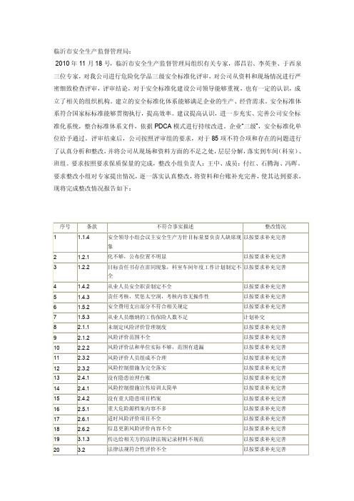 法律法规符合性评价报告不符合项分析整改