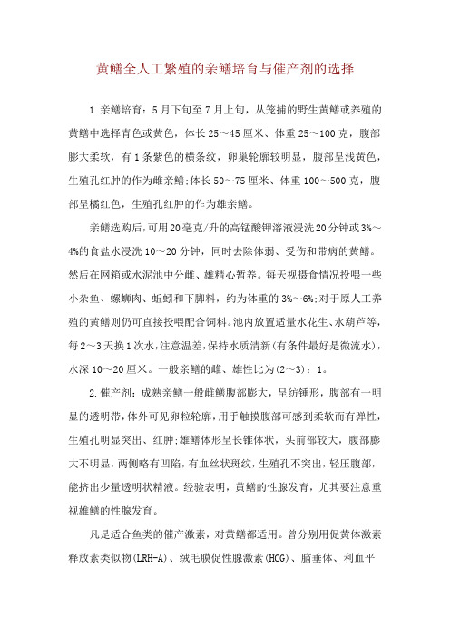 黄鳝全人工繁殖的亲鳝培育与催产剂的选择