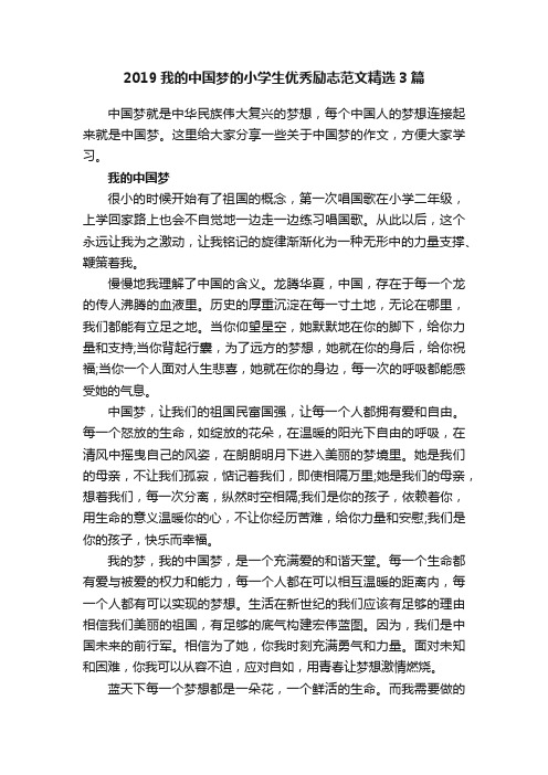 2019我的中国梦的小学生优秀励志范文精选3篇