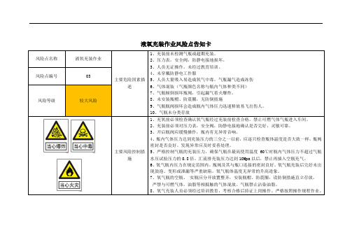 液氧充装作业风险点告知卡