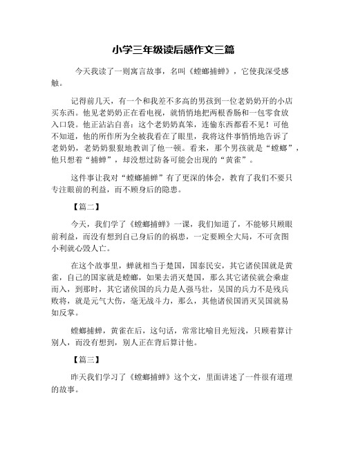 小学三年级读后感作文三篇