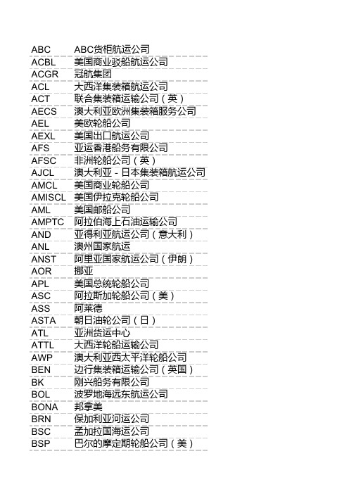 全球主要船公司中英文全称_简称一览表