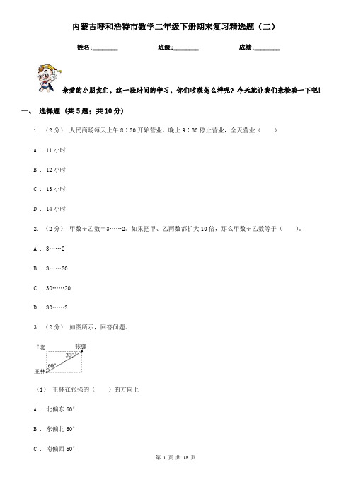 内蒙古呼和浩特市数学二年级下册期末复习精选题(二)