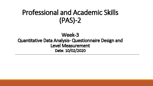 Quantitative Data Analysis- Questionnaire Design 