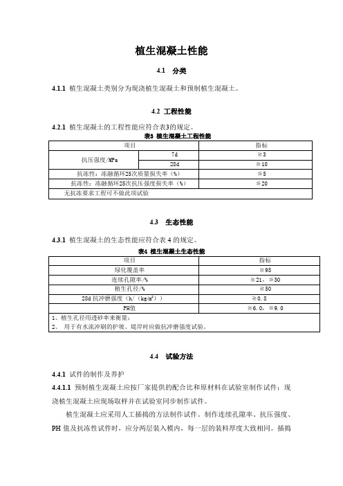 植生混凝土性能