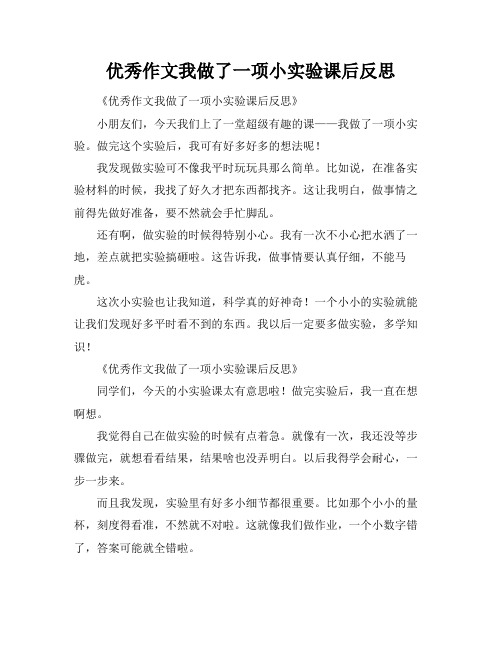 优秀作文我做了一项小实验课后反思