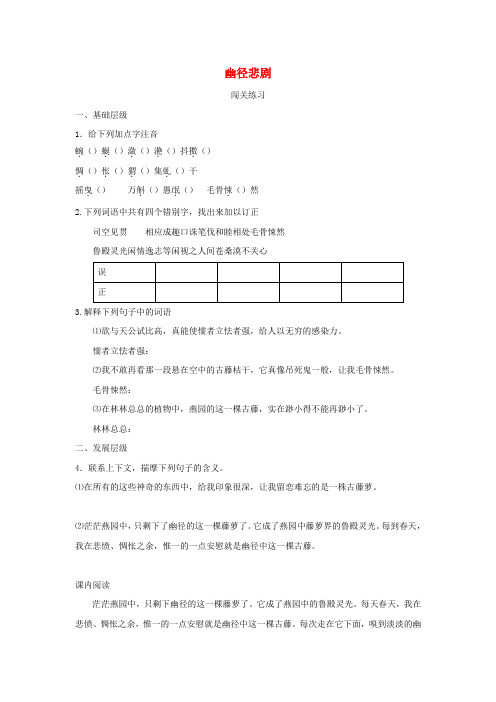 【教育资料精选】八年级语文上册第五单元21幽径悲剧练习苏教版