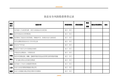 【食品安全风险隐患排查记录】