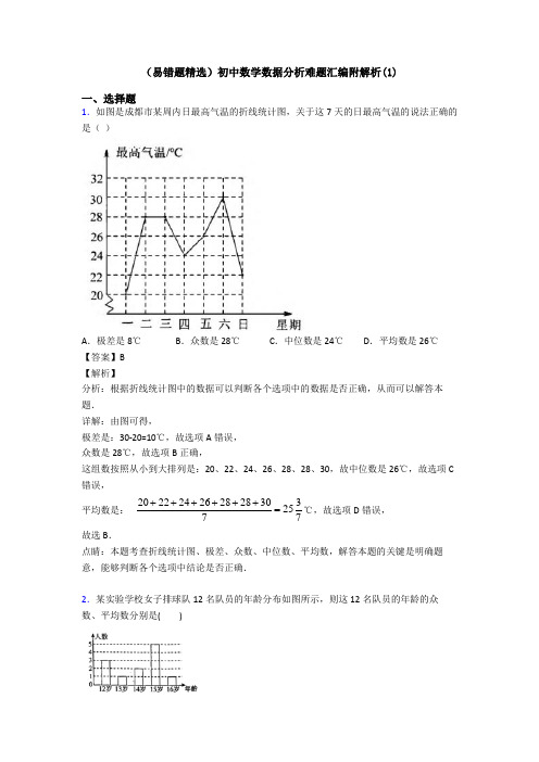 (易错题精选)初中数学数据分析难题汇编附解析(1)