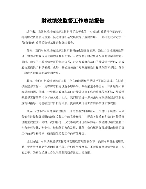 财政绩效监督工作总结报告