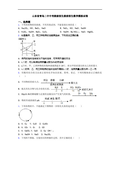 山东省青岛二中中考提前招生提前招生数学模拟试卷