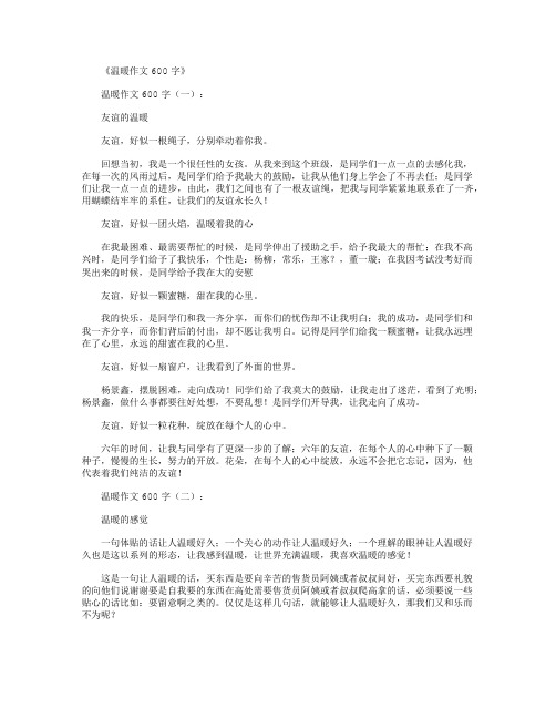 温暖作文600字20篇