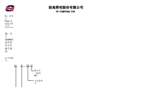 ISO9001程序文件和表格编号规则