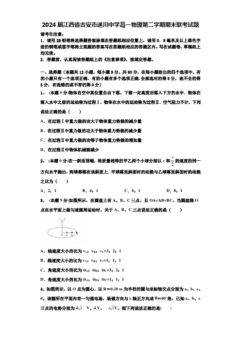 2024届江西省吉安市遂川中学高一物理第二学期期末联考试题含解析