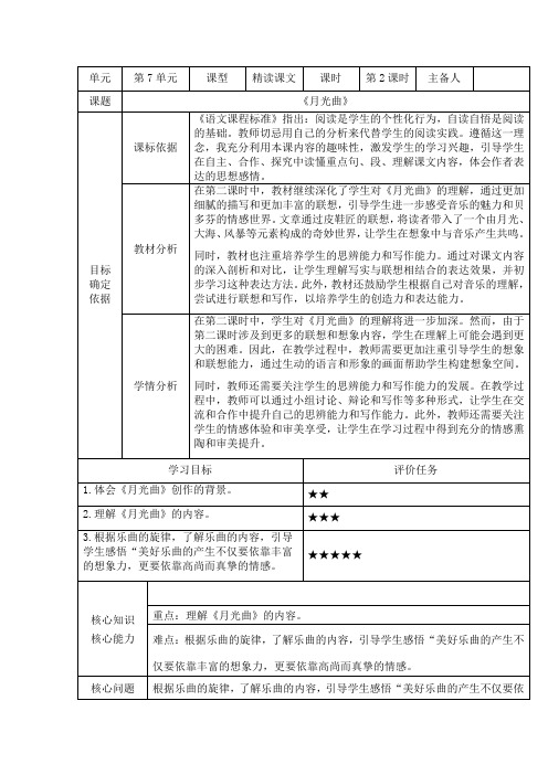 语文六年级上册统编版23《月光曲》第二课时教学设计-