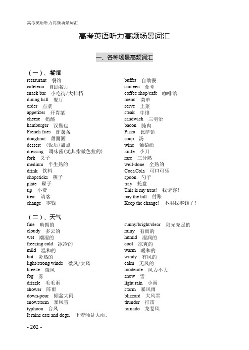 高考英语听力高频场景词汇(2)