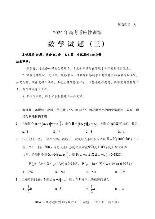 2024年高考适应性训练数学试题(三)