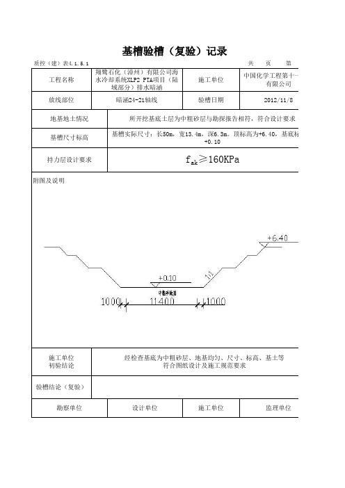 基槽验槽(复验)记录表格