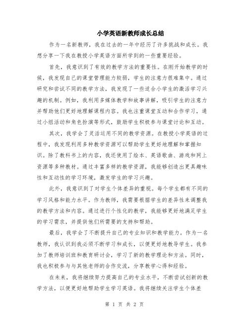 小学英语新教师成长总结