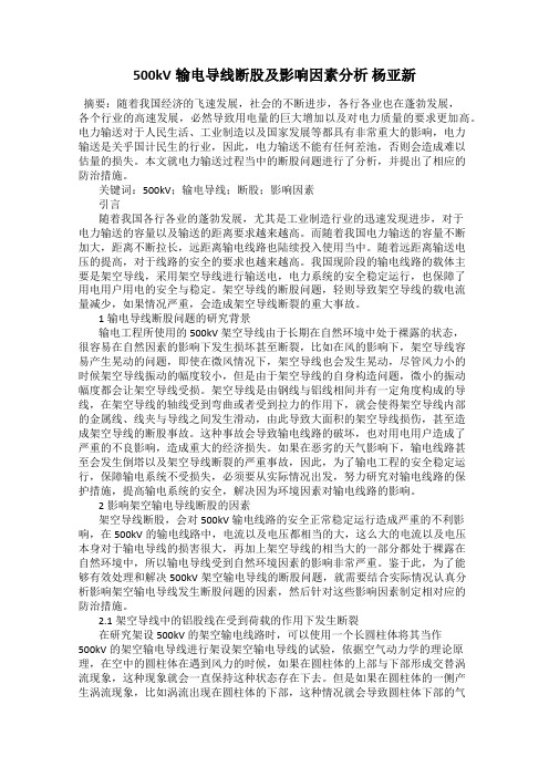 500kV输电导线断股及影响因素分析 杨亚新