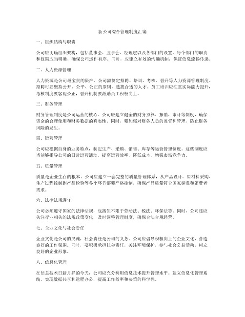 新公司综合管理制度汇编