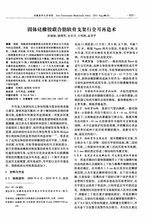 固体硅橡胶联合肋软骨支架行全耳再造术