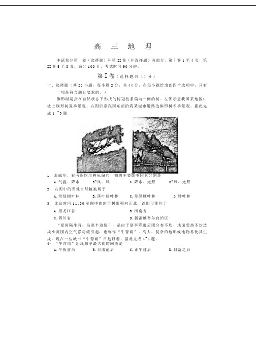 山东省潍坊市2019届高三上学期期末考试地理试题