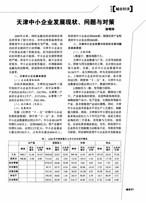 天津中小企业发展现状、问题与对策