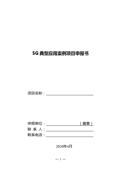 5G典型应用案例项目申报书