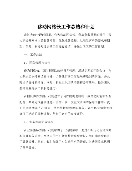 移动网格长工作总结和计划