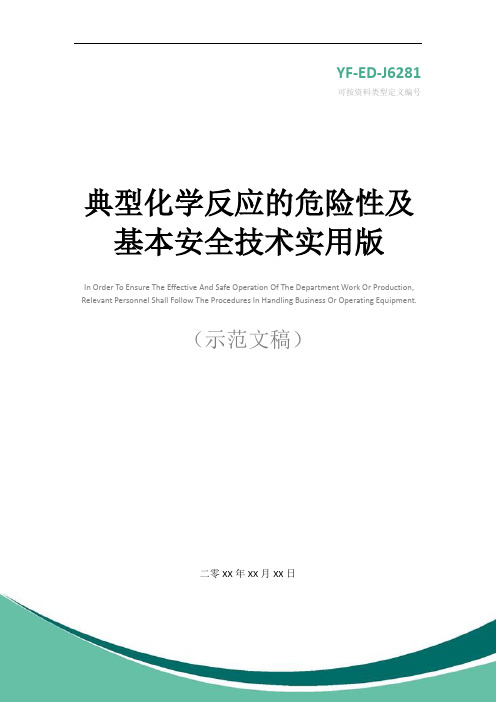 典型化学反应的危险性及基本安全技术实用版