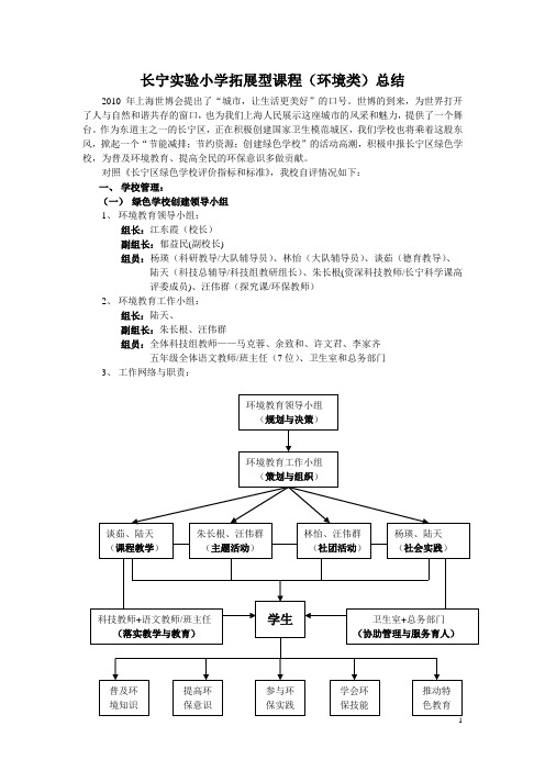 长宁实验小学拓展型课程(环境类)总结