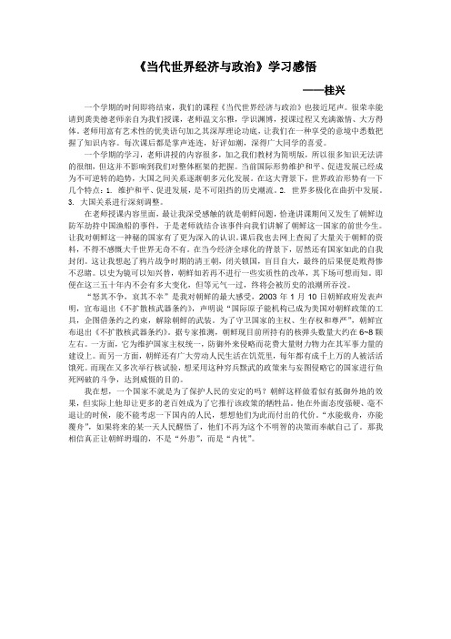 当代世界经济与政治学习感悟